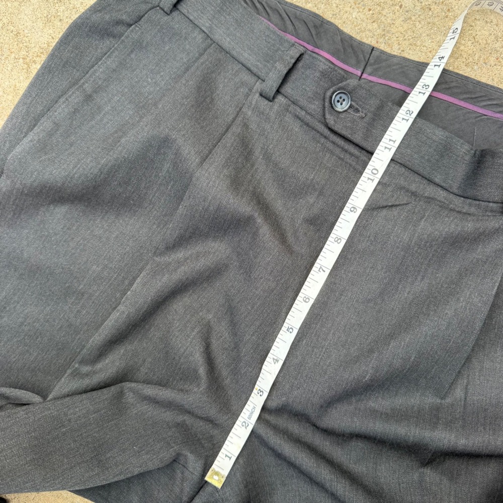 Brooks Brothers Dress Pants Mens 36 Charcoal Grey Pleated Cuffed Wool Trousers - Picture 11 of 16